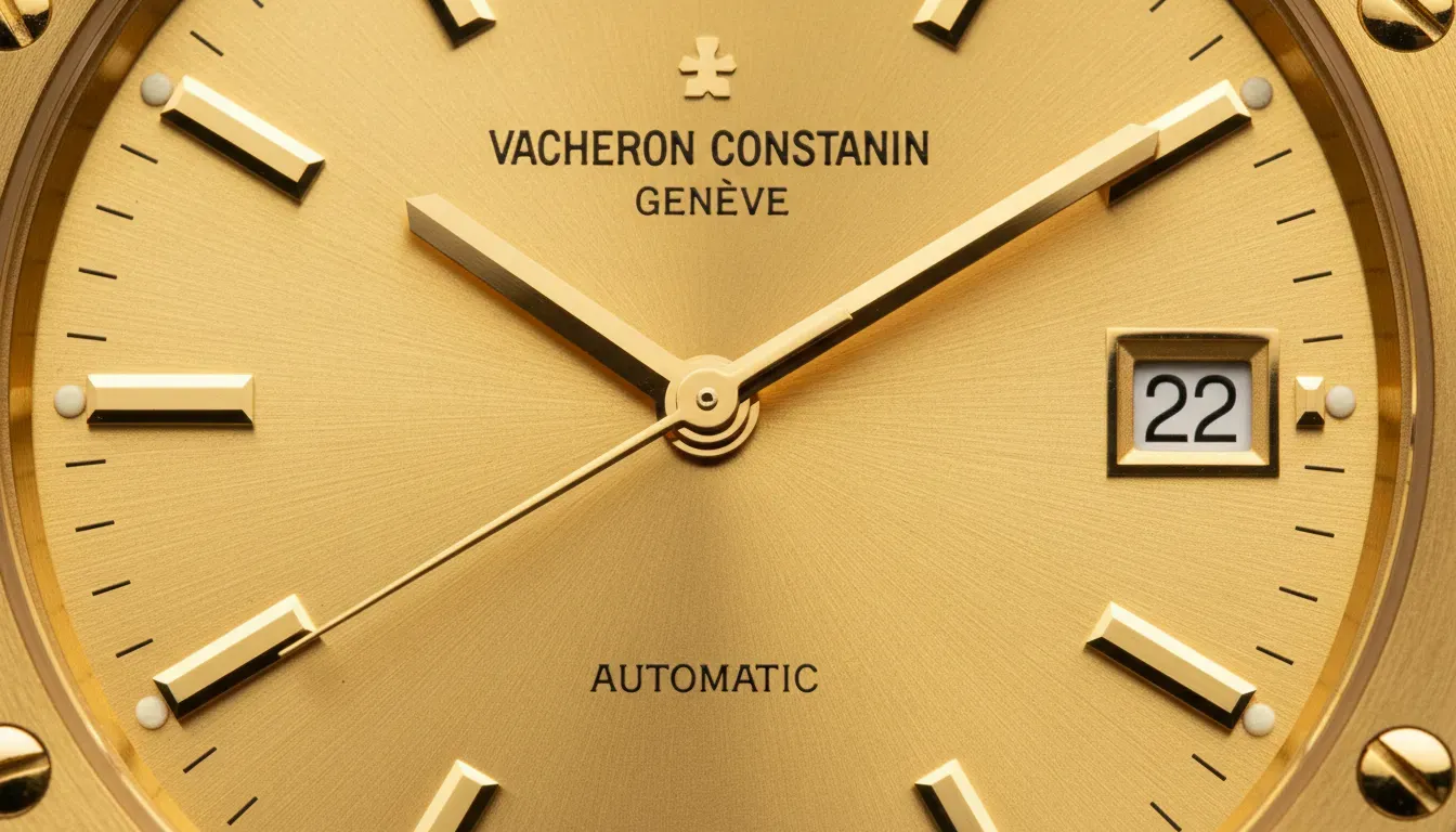 Macro shot of the dial on a Vacheron Constantin Historiques 222