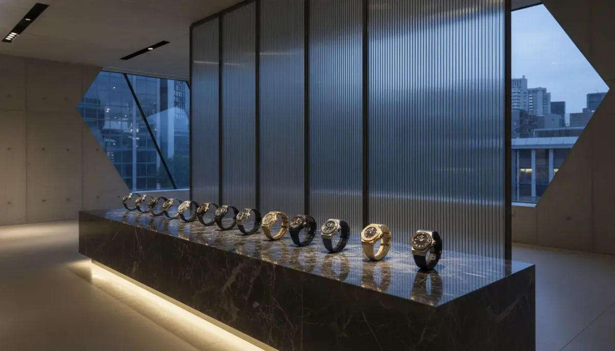 Close-up of iconic H-shaped bezel screws on a luxury Hublot Big Bang watch in black ceramic