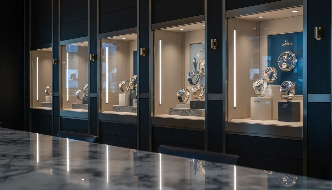 Detailed comparison of top luxury watch brands on display