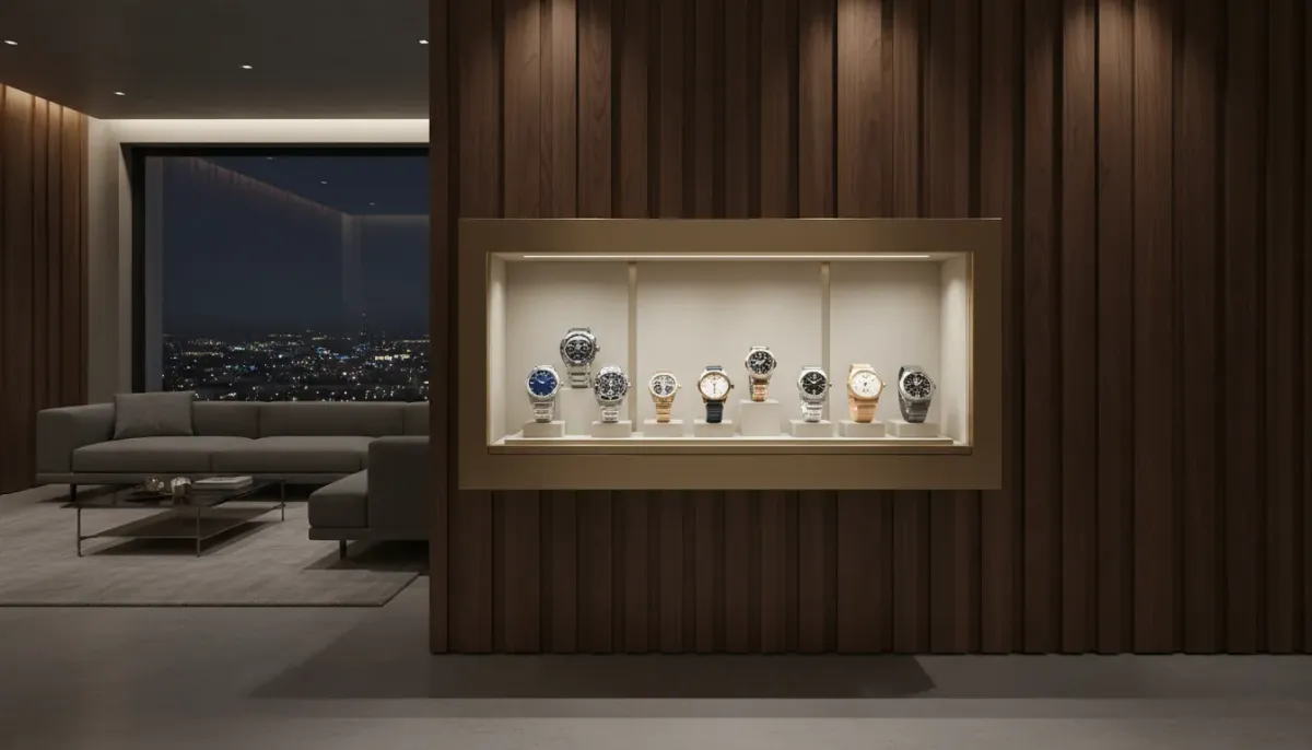 Comparison of top luxury watch brands including Rolex, Patek Philippe, and Audemars Piguet lined up on a velvet display