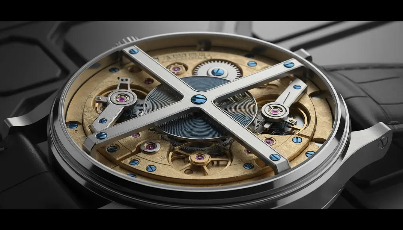 Close up of mechanical movement in luxury watches for men context