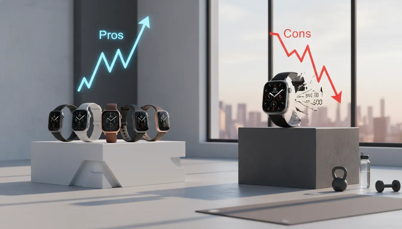 Detailed breakdown showing the pros and cons of smart watches  for fitness tracking