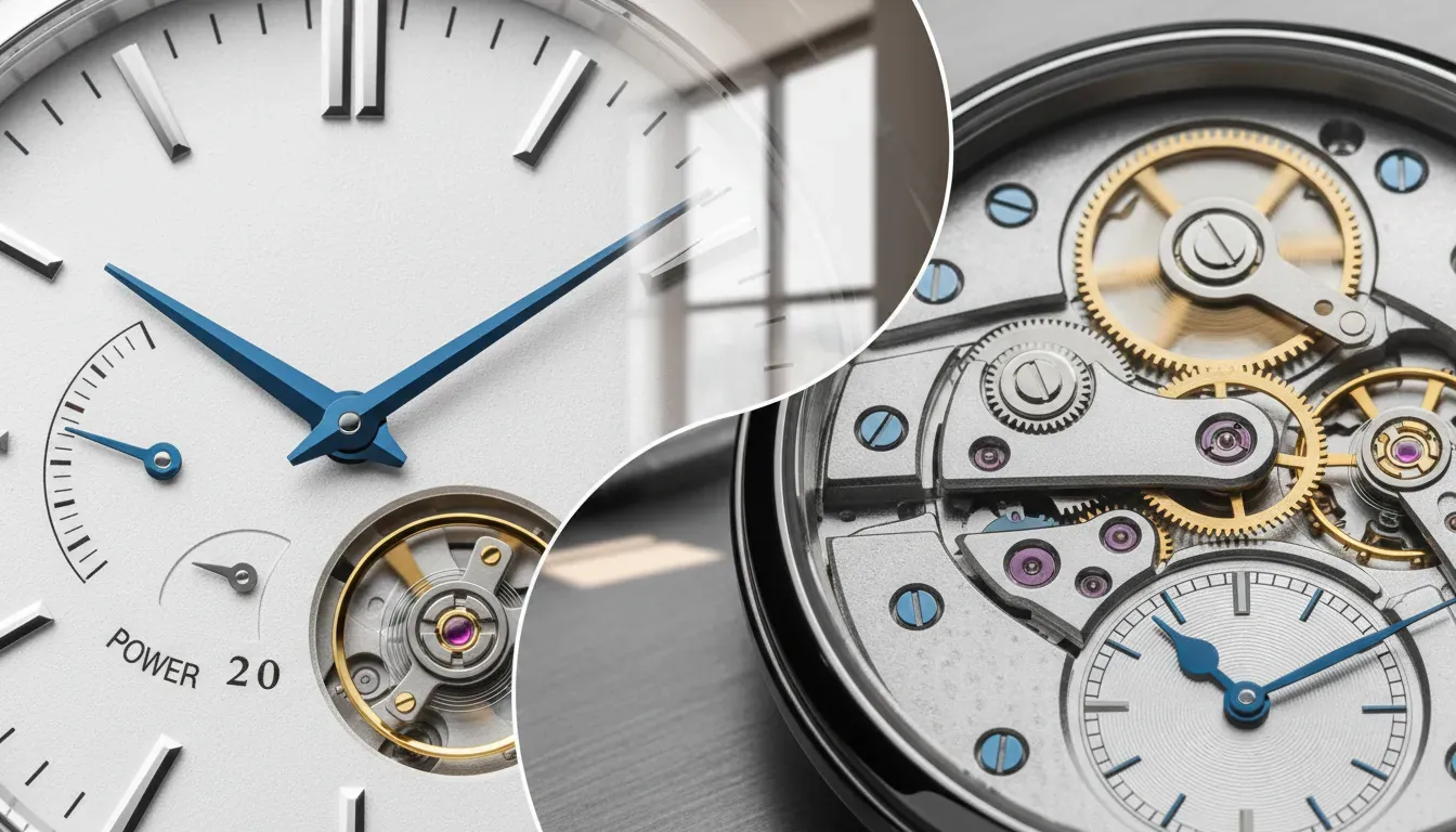 Macro shot comparing the smooth sweep of a Spring Drive seconds hand against a ticking Swiss lever escapement