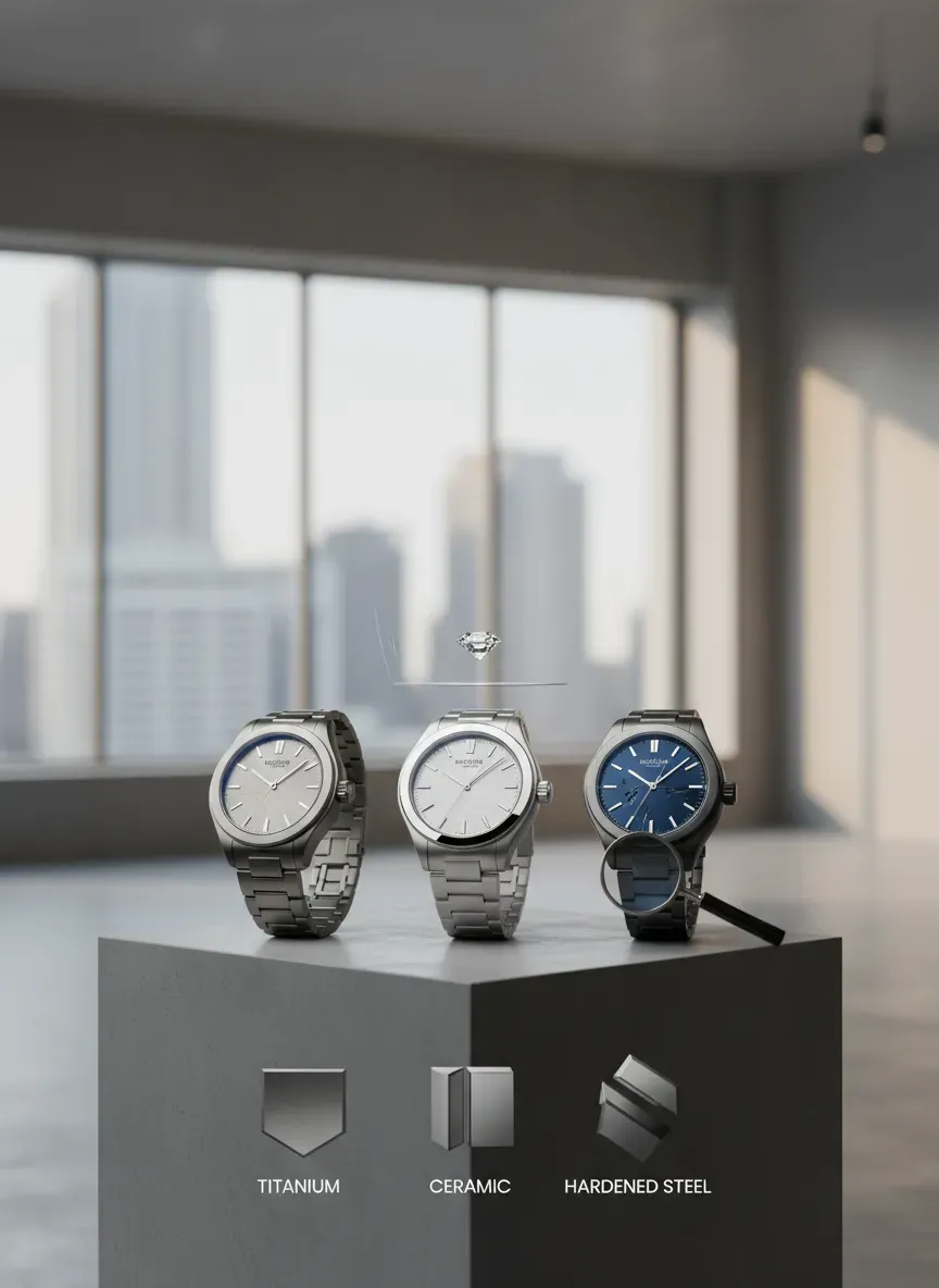 Comparison of scratch resistance on watch cases