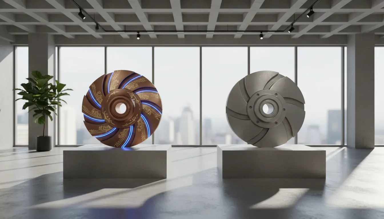 Comparison of a decorated rotor versus a plain industrial rotor